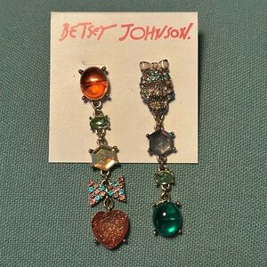 Betsey Johnson Pierced Earrings. NEW. Never worn. Decorative Embellishments!